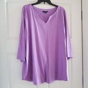 Lands' End 2X Purple Lavender Tunic 3/4 Sleeve
